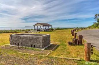Picnic area down by the beach.