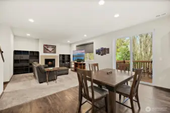 The view is peaceful and faces a greenbelt.