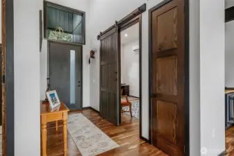 Vaulted ceilings and tall sold wood 3 panel doors with office or use as the 3rd bedroom