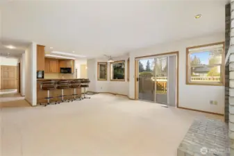 Family room looking towards the kitchen.