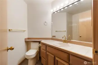 Main bathroom with brand new toilets, sinks, ans faucets.