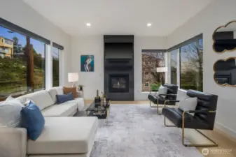 Corner windows flooding living room with light