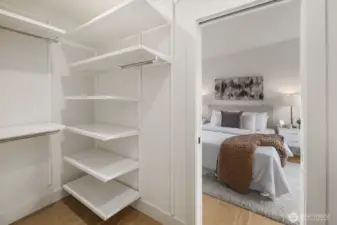 Walk-in closet with custom built-ins
