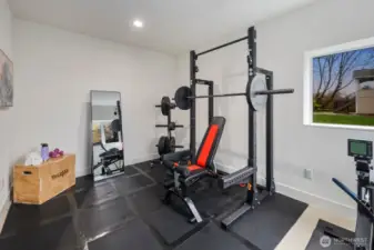 Lower level flex room, ideal gym or guest space