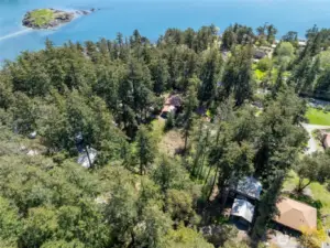Aerial view looking down onto lot from above Geer Ln