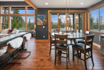 Dining area with incredible views.  French door sliders lead you out to the patio.