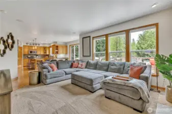 Nice space open to kitchen and back deck