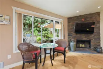 This space is the heart of the home—perfect for intimate dinners for two or enjoying breakfast in the morning while watching the hummingbirds from the picture window