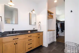 Primary bath with radiant floors