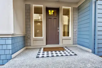 Front door with double sided glass
