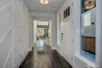 Decorative accent wall upon entry to the home
