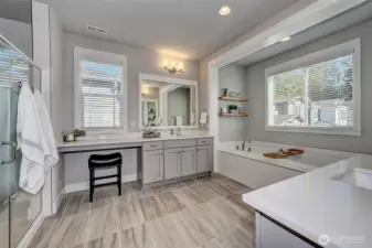 5-piece primary ensuite - double sink, soaking tub, tiled shower, separate toilet room
