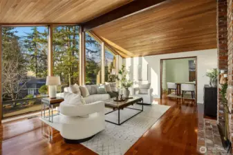 Enormous west facing glass windows allow lots of natural light to flood the space