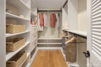 The Walk in Closet of the Primary Bedroom is a good size with convenient hanging and shelf space for clothing.