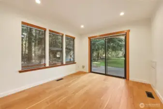 Dining room with views to pristine backyard