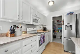 Large walk in pantry in the kithen.