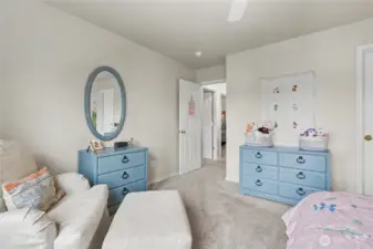 Bedroom 2 -All bedrooms have ceiling fans for summer comfort-Home has new heat pump!