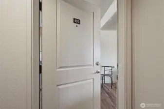 Your unit is located on a quiet side hallway with only one other unit.