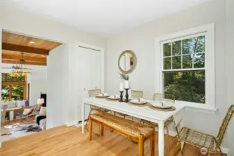 Notice the window seat in the family room - big enough for two and features a lovely view of the garden