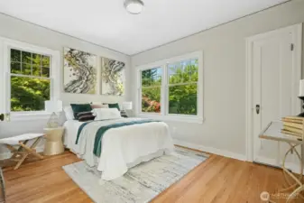 Main floor bedroom with two closets