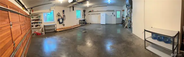 A panoramic shot of the garage showing just haw large it actually is.