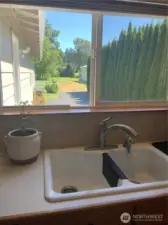 View of backyard from kitchen window