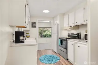 Newer appliances and ample storage space