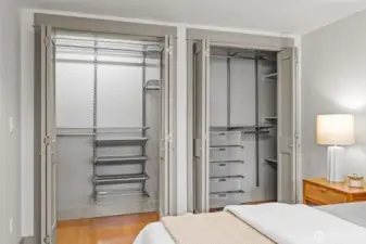 Maximized storage and organization with closet built-ins.