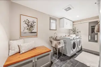 Dedicated laundry space and mudroom