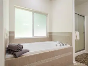After a long day spent in the garden relax in this oversized soaking tub.