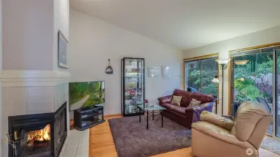 The family room is relaxing in every way.
