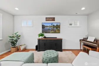 Shiplap feature wall.
