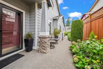 A main entrance with an overhang and sturdy storm door.