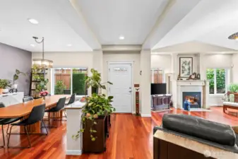 Step into open concept living and onto Brazilian cherry hardwood floors.