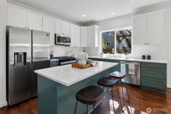 Gourmet Kitchen with new appliances & countertops.