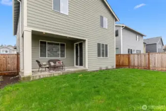 Private fenced backyard.