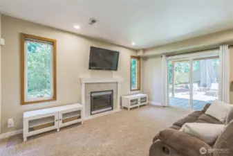 The MIL apartment has the best view of the parklike setting, including a private patio.  The gas fireplace keeps it snug and warm, even in a storm if power is lost.