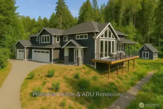An AI rendering of what a home and ADU could look like based on the property.