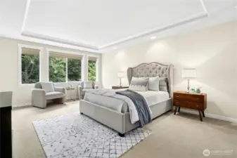 Huge and spacious Primary bedroom with complete privacy and serene feel because if the green belt