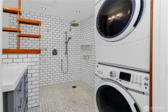 Stackable washer and dryer included.