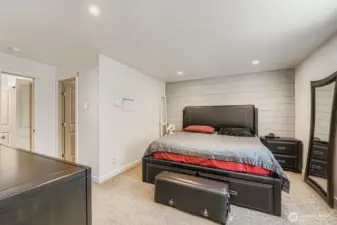 An accent wall adds warmth and personality.