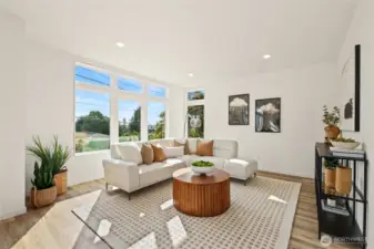 Large windows provide views of the Cascade Mts and add lots of light to the home.