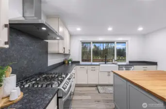 Enjoy the views from your kitchen and love this farm style extra large sink!