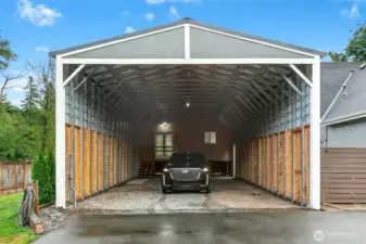 24x60 covered RV storage with shop