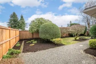 Private rear yard with low maintenance landscaping.