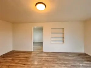 View into the front living room as you walk into your front door.