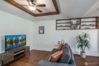 Luxury vinyl plank flooring in bonus room