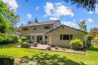 Beautiful fenced yard with expansive patio
