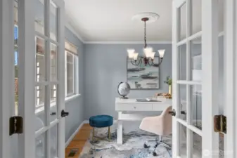 French doors lead to private office