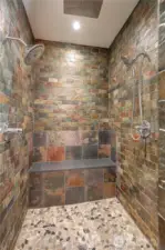 3 head Walk in Shower, Slate Tile